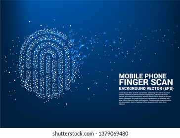 vector thumbprint icon from dot connect line polygon. background concept for finger scan technology and privacy access.