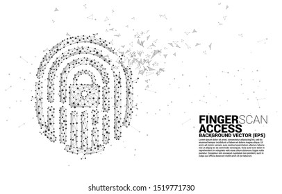 vector thumbprint icon from dot connect line polygon. background concept for finger scan technology and privacy access.