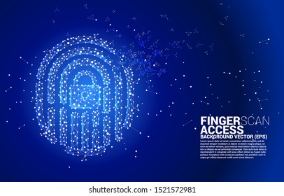 vector thumbprint icon from dot connect line polygon. background concept for finger scan technology and privacy access.