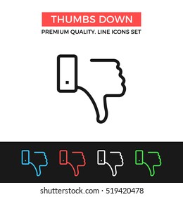 Vector thumbs down icon. Dislike concept. Premium quality graphic design. Modern signs, outline symbols collection, simple thin line icons set for websites, web design, mobile app, infographics