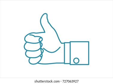 Vector thumbs up icon. Flat thumbs up icon. Flat design vector illustration for web banner