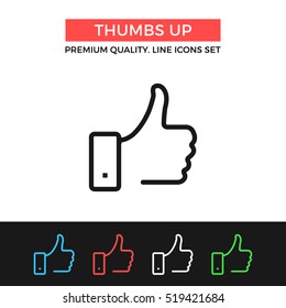 Vector thumbs up icon. Like concept. Premium quality graphic design. Modern signs, outline symbols collection, simple thin line icons set for websites, web design, mobile app, infographics