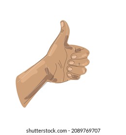 Los miniaturas vectoriales muestran el dibujo de la ilustración en el estilo de esbozo aislado en el fondo blanco. Mano masculina con pulgar hacia arriba
