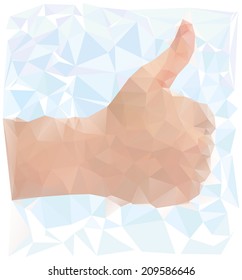 Vector of thumbs up sign in origami style or low poly art. I like it sign