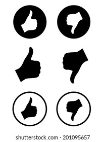 Vector 'thumbs up' and 'thumbs down' icon set