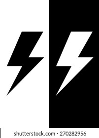 Vector thunder bolt icon set in both black and reverse