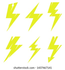 Vector Thunder and Bolt Lighting Polygonal Flash Logo Set on White Background