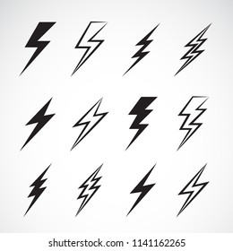 Vector of thunder lightning flat icons set on white background. Easy editable layered vector illustration.