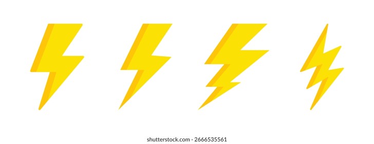 Vector Thunderbolts Icon Set On White Background