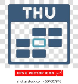 Vector Thursday Calendar Grid EPS vector pictograph. Illustration style is flat iconic bicolor cyan and blue symbol on a transparent background.