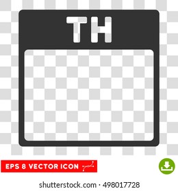 Vector Thursday Calendar Page EPS vector pictogram. Illustration style is flat iconic gray symbol on a transparent background.