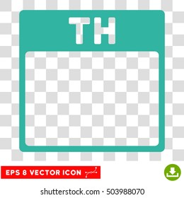 Vector Thursday Calendar Page EPS vector pictogram. Illustration style is flat iconic cyan symbol on a transparent background.