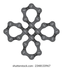 Vektortibetisches Symbol aus einer realistischen Fahrradkette. Einzeln auf weißem Hintergrund.