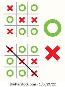Vector Tic Tac Toe Game and Pieces 