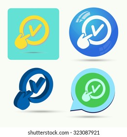 Vector of tick button symbol or tick icon, tick illustration