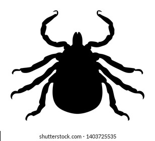 Vector tick mite silhouette dangerous pest