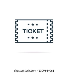 Vector tIcket icon outline style isolated on background for live concert, cinema, website, ui, mobile app, music, dance event. 10 eps