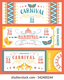 Vector ticket invitation to the carnival.