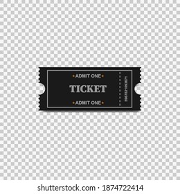Vektorkarte einzeln auf weißem Hintergrund. Kino, Theater, Konzert, Film, Performance, Party, Event Festival schwarz-goldene Ticket realistische Vorlage einzeln auf weißem Hintergrund.