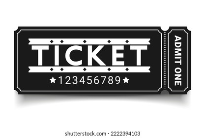 Vector ticket isolated isolated on white background. Cinema, theater, concert, play, party, event, festival black and gold ticket realistic template set. Ticket icon for website.