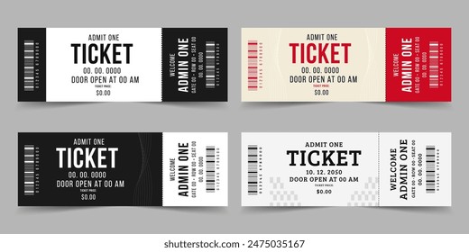 Vector ticket isolated isolated on white background. Classical white and black ticket