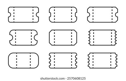 Vector Ticket Silhouette Icon Collection. Ticket Icon Set. Ticket Symbols