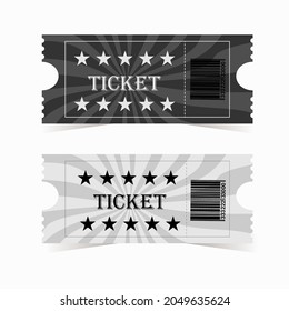 Vector ticket template design with barcode.