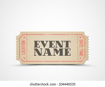 Vector ticket template for your event - brown and red