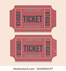 Vector Ticket Templates. Movie ticket, movie, circus, theater, film, festival, casino, club, music. Set of event passes, admission tickets. Vector illustration.