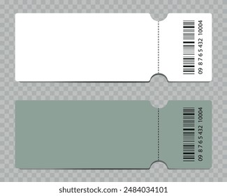 Vector ticket template.Theater, cinema ticket realistic vector template. Movie, raffle, carnival blank ticket with barcode and text space.  Сasino, concert, game, party, event, festival.