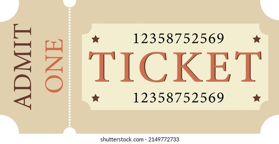 Vector ticket in vintage, retro style