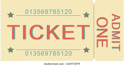 Vector ticket in vintage, retro style