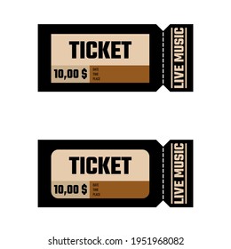 vector ticket in vintage style. design for ticket music or movie. editable vector