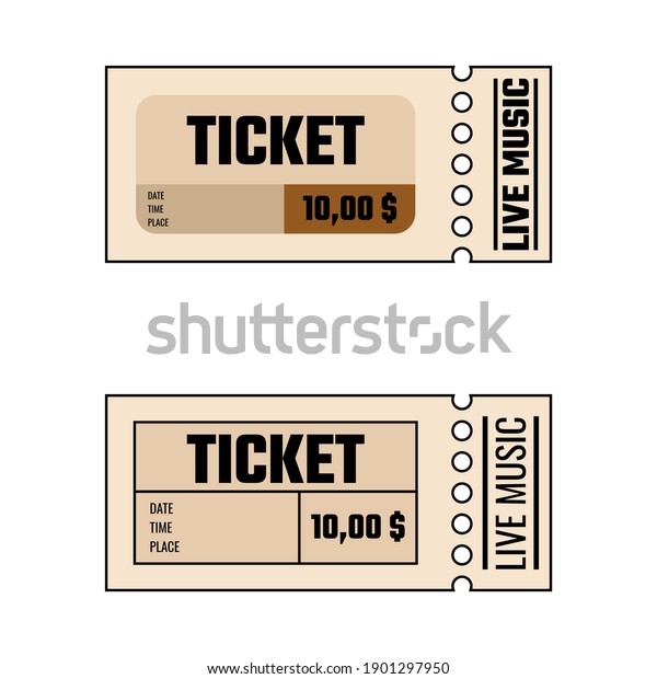 vector ticket in vintage style. design for ticket\
music or movie. editable\
vector