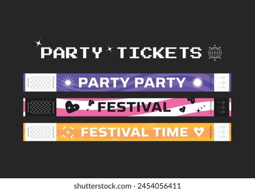 Vector tickets for a disco party in retro style