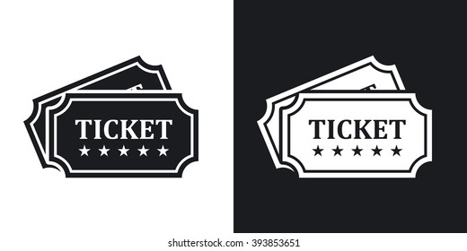 Vector tickets icon. Two-tone version on black and white background