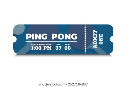 Vector Tickets isolated on white background. Ping Pong ticket card template. Card invitation, event and date, place sector. Ticket icon for website. Table tennis. Tournament.