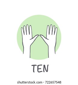 Vector ticks fingers count drawing Ten