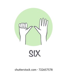 Vector ticks fingers count drawing Six