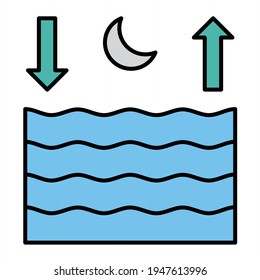 Vector Tides Outline Icon Design
