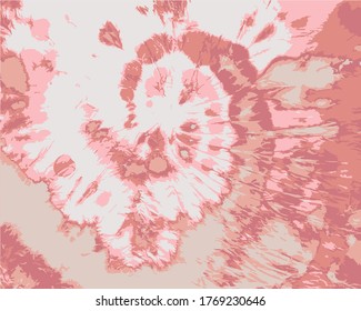 Vector Tie Dye. Artistic Spiral. Tie Dye Print. Rose Summer Fashion. Hippie Boho Fabric. Watercolor Effect. Modern Batik. Pink Ink Chinese Art. Bohemian Art. Pastel Color. Abstract Fabric Print.