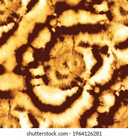 Vector Tie Dye Brown Spiral Heart. Spiral Warm Print. Brown Seamless Paint. Brown Shiny Sand. Yellow Ochre Light. Spiral Old Background. Shine Endless Tie Die. Old Dirty Sand. Abstract Circle Pattern