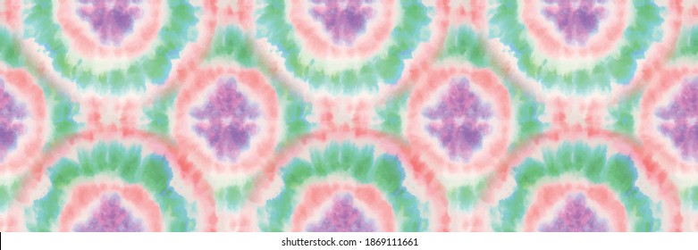 Vector Tie Dye Circle. Floral Hippie.  Dyed Round Repeat. Hippy Circle Grunge. Seamless White Tie Dye. Multi Tie Dye Background. Stripe Tie Die Circle. Seamless Abstract Circle. Pastel Round Pattern