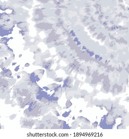 Vector Tie Dye. Ethnic Texture. Blue Artistic Ornament. White Summer Fashion. Space Dyed Fabric. Vector Modern Batik. Tie Dye Colorful. Ink Textured. Batik Brush.