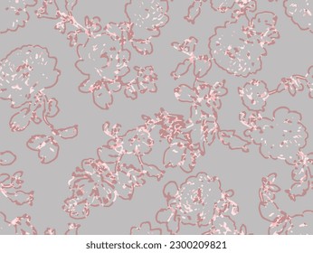 Vector Tie and Dye linear floral . Monochrome  Abstract Print. Space texture  Fabric. Seamless Hand Painted Artistic Design. Batik Brush.natural earth tone Dirty Art 