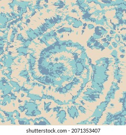 Vector Tie Dye. Pale blue Hand Drawn Shirt Print. Tie Dye Circle. Azure Ink Textured. Psychedelic Art. Artistic Textile print. Ethnic Texture. Hippie Fabric. Pale blue Fabric Print.