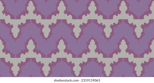 Vector Tie Dye Pattern. Violet Hippie Design. Seamless Hand Drawn Artistic Print. Space Dye Texture. Batik Brush. Lilac Wet Art Texture. Watercolor Design. Trendy Abstract Ethnic Print.