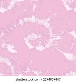 Vector Tie and Dye. Pink Grunge Texture. Space Dye Print. Seamless Hand Painted Textured Design. Dyed Batik. Lilac Dirty Art Print. Watercolor Texture. Hippie Summer Ethnic Design.