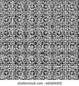 Vector tie dye seamless pattern. Hand drawn shibori print. Ink textured japanese background. Modern batik wallpaper tile. Watercolor monochrome endless backdrop. Black and white monochrome swimwear.