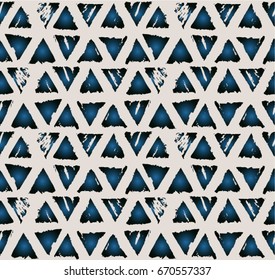 Vector tie dye seamless pattern. Hand drawn shibori print. Ink textured japanese background. Modern batik wallpaper tile. Watercolor indigo endless backdrop.